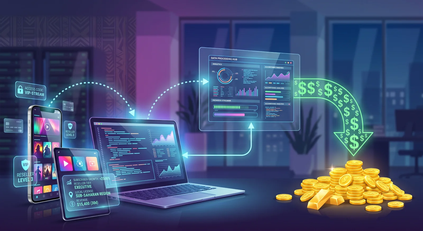 ElephTV streaming reseller business opportunity with digital credits and reseller panel